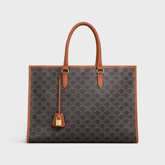 Tan Horizontal Cabas In Triomphe Canvas And Calfskin - Leather Women's Handbag - Bagsfits
