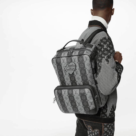 Utilitary Backpack Monogram Stripes Eclipse Leather Bag - Leather Men's Handbag - Bagsfits