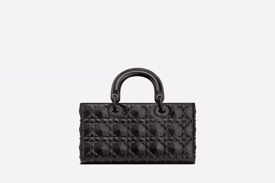 Black Cannage Calfskin With Diamond Motif - Leather Women's Handbag - Bagsfits