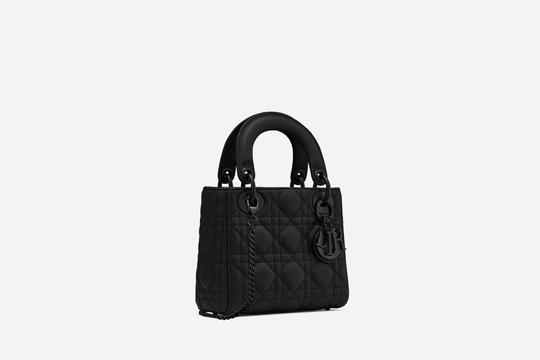 Black Ultramatte Cannage Calfskin Mini Lady Bag - Leather Women's Handbag - Bagsfits