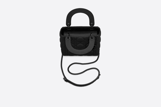 Black Ultramatte Cannage Calfskin Mini Lady Bag - Leather Women's Handbag - Bagsfits