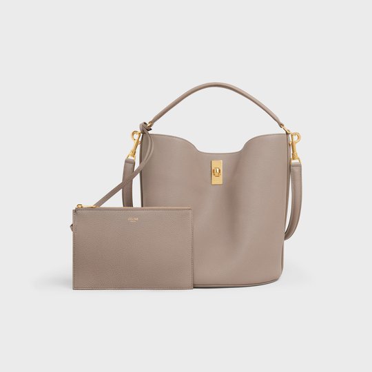 Pebble Bucket 16 Bag In Supple Grained Calfskin - Leather Women's Handbag - Bagsfits