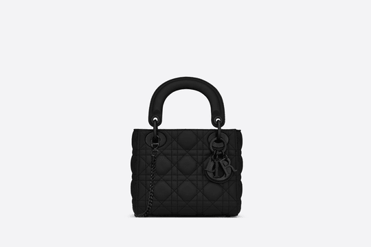Black Ultramatte Cannage Calfskin Mini Lady Bag - Leather Women's Handbag - Bagsfits