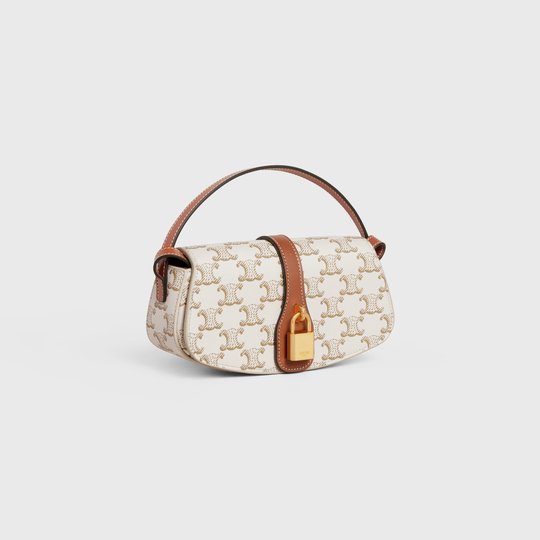 White Clutch On Strap In Triomphe Canvas And Calfskin - Leather Women's Handbag - Bagsfits