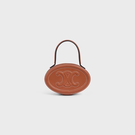 Tan Oval Minaudiere Cuir Triomphe In Smooth Calfskin - Leather Women's Handbag - Bagsfits