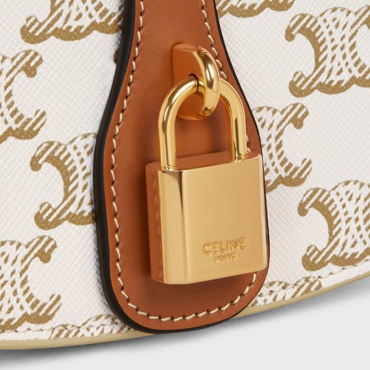 White Clutch On Strap In Triomphe Canvas And Calfskin - Leather Women's Handbag - Bagsfits
