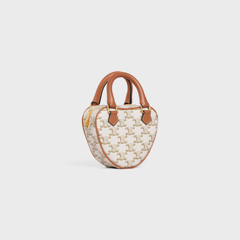 White Medium Celine Heart In Triomphe Canvas And Calfskin - Leather Women's Handbag - Bagsfits