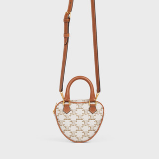 White Medium Celine Heart In Triomphe Canvas And Calfskin - Leather Women's Handbag - Bagsfits