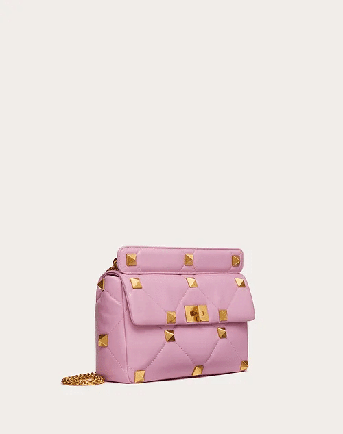 Large Roman Stud The Shoulder Bag In Nappa With Chain - Leather Women's Handbag - Bagsfits