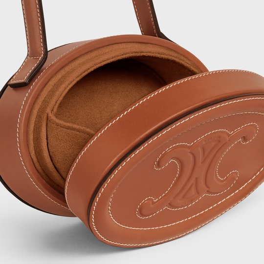 Tan Oval Minaudiere Cuir Triomphe In Smooth Calfskin - Leather Women's Handbag - Bagsfits