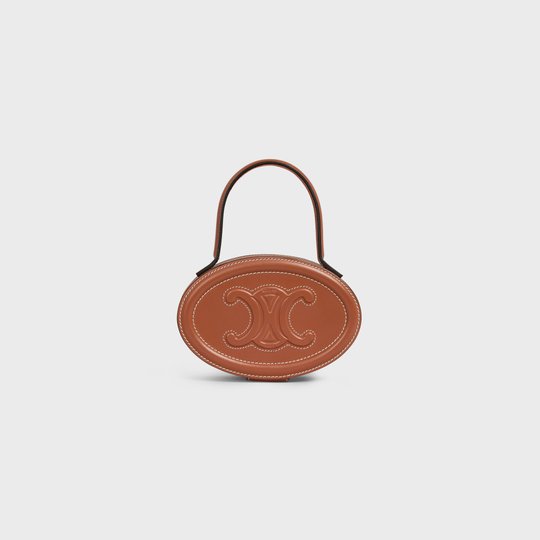 Tan Oval Minaudiere Cuir Triomphe In Smooth Calfskin - Leather Women's Handbag - Bagsfits