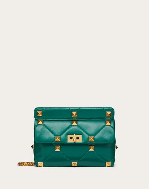 Large Roman Stud The Shoulder Bag In Nappa With Chain - Leather Women's Handbag - Bagsfits