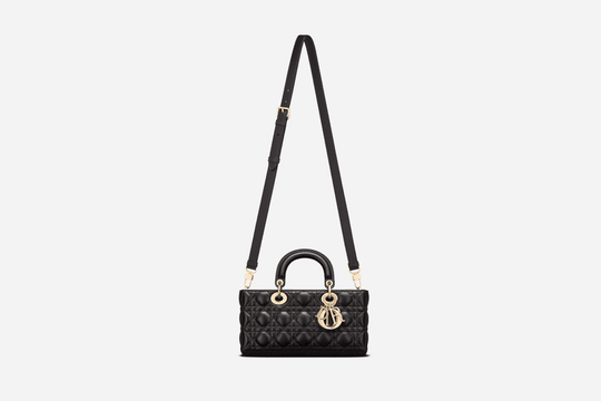 Black Cannage Lambskin Lady D-Joy Bag - Leather Women's Handbag - Bagsfits