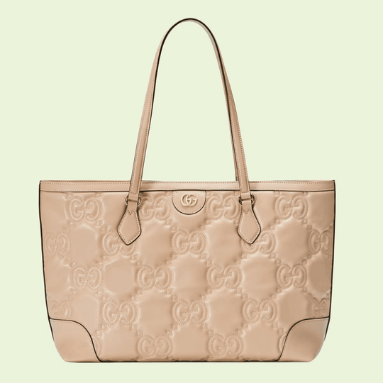 Beige GG Matelassé Leather Medium Tote Bag - Leather Women's Handbag - Bagsfits