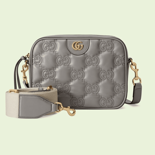 Dusty Grey GG Matelassé Leather Shoulder Bag - Leather Women's Handbag - Bagsfits
