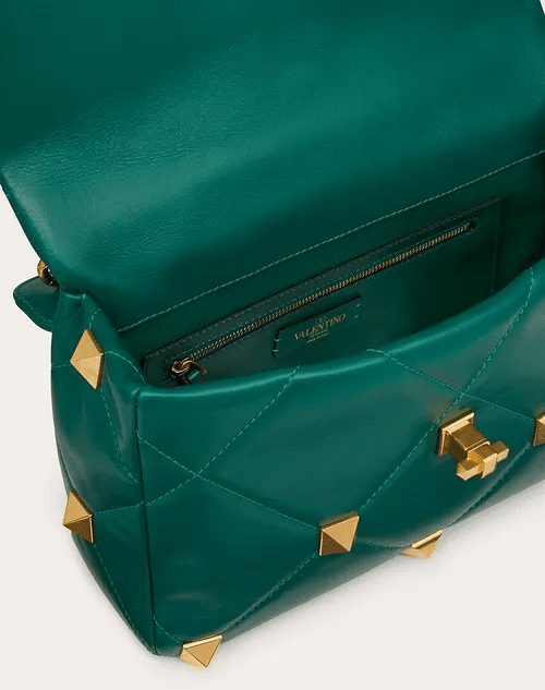 Large Roman Stud The Shoulder Bag In Nappa With Chain - Leather Women's Handbag - Bagsfits
