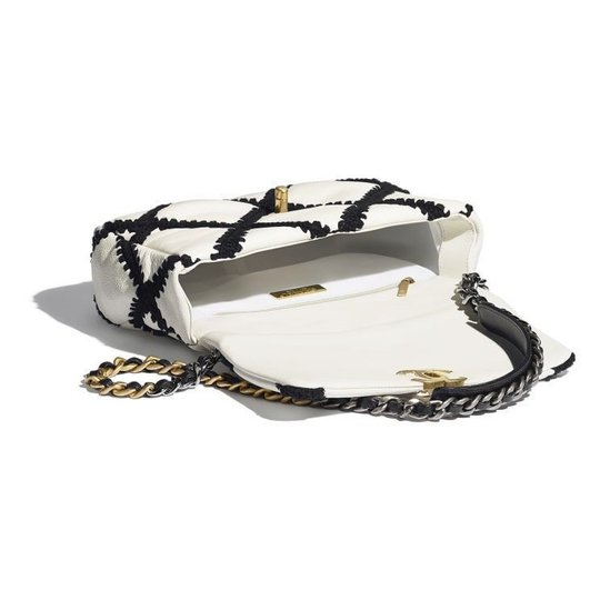 Calfskin Black & White Chnl 19 Handbag - Leather's Women Shoulder Bag