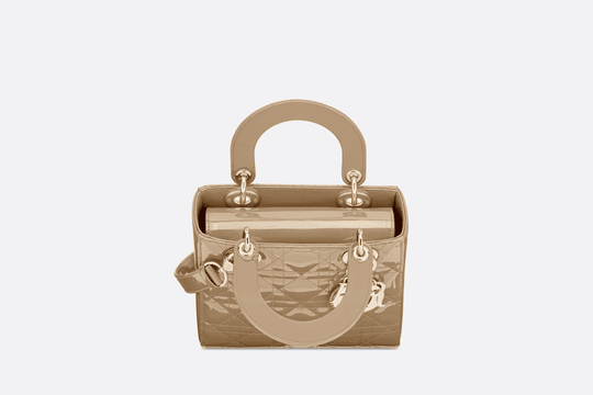 Beige Patent Cannage Calfskin Small Lady Bag - Leather Women's Handbag - Bagsfits