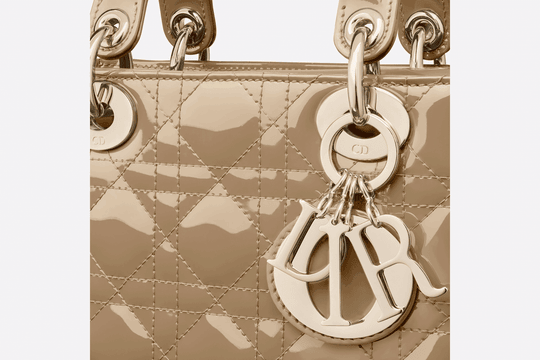 Beige Patent Cannage Calfskin Small Lady Bag - Leather Women's Handbag - Bagsfits