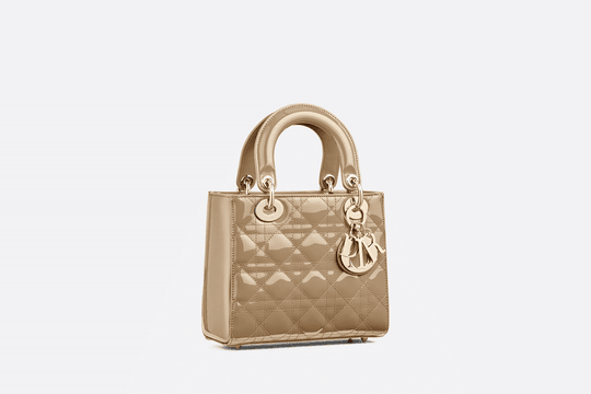 Beige Patent Cannage Calfskin Small Lady Bag - Leather Women's Handbag - Bagsfits