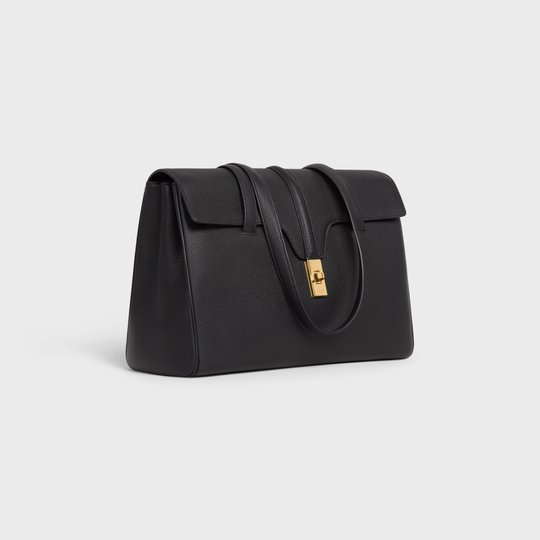 Black Medium Soft 16 Bag In Supple Rained Calfskin - Leather Women's Handbag - Bagsfits