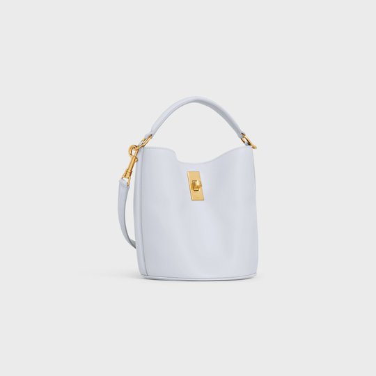 Light Grey Teen Bucket 16 In Smooth Calfskin - Leather Women's Handbag - Bagsfits