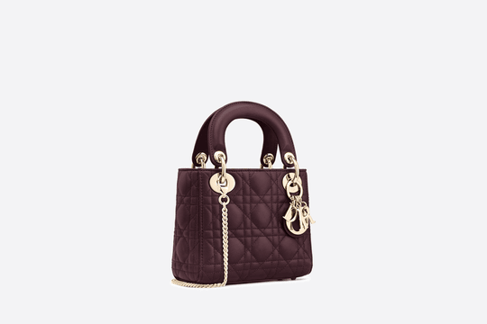 Amaranth Cannage Lambskin Mini Lady Bag - Leather Women's Handbag - Bagsfits