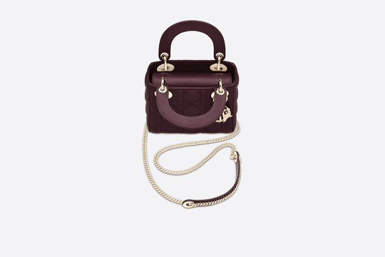 Amaranth Cannage Lambskin Mini Lady Bag - Leather Women's Handbag - Bagsfits