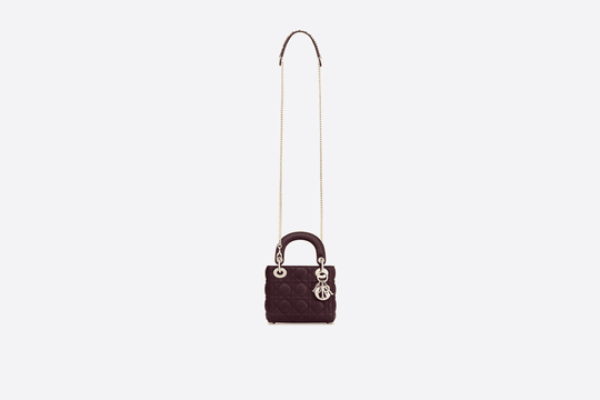 Amaranth Cannage Lambskin Mini Lady Bag - Leather Women's Handbag - Bagsfits