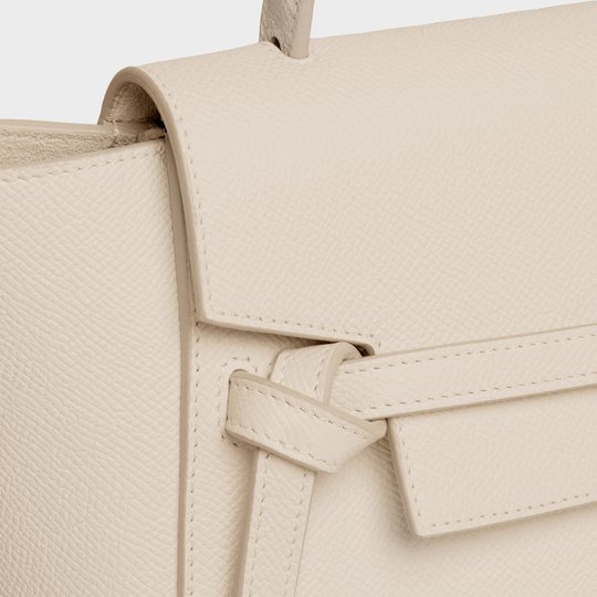 Ivory Nano Belt Bag In Grained Calfskin - Leather Women's Handbag - Bagsfits