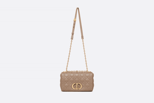 Warm Taupe Supple Cannage Calfskin Medium Caro Bag - Leather Women's Handbag - Bagsfits