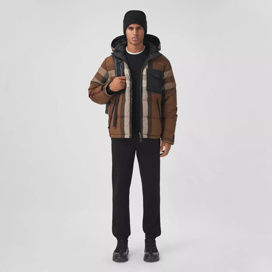 Reversible Check Nylon Puffer Jacket - Leather Men's Clothes - Bagsfits