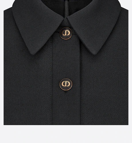 Black Wool and Silk Fitted Dress With 'CD' Buttons - Women's Clothes - Bagsfits