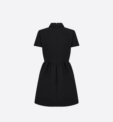 Black Wool and Silk Fitted Dress With 'CD' Buttons - Women's Clothes - Bagsfits