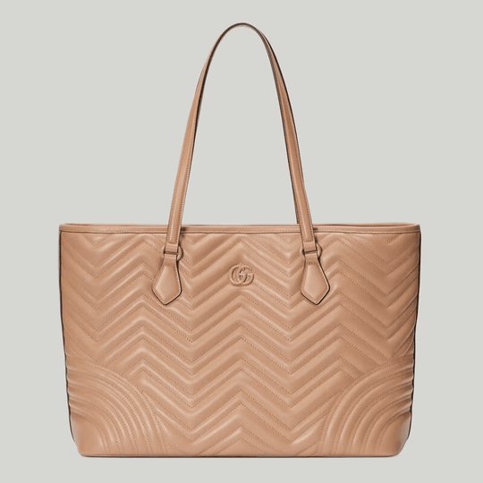 Rose Beige Leather GG Marmont Large Tote Bag - Leather Women's Handbag - Bagsfits