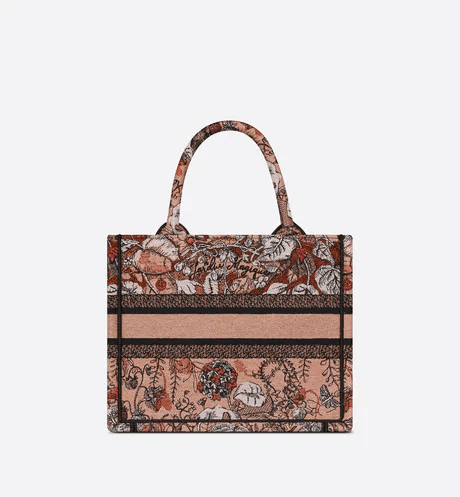 Powder Pink Dior Jardin Magique Embroidery Small D Book Tote - Leather Women's Handbag - Bagsfits