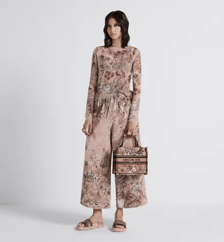 Powder Pink Dior Jardin Magique Embroidery Small D Book Tote - Leather Women's Handbag - Bagsfits