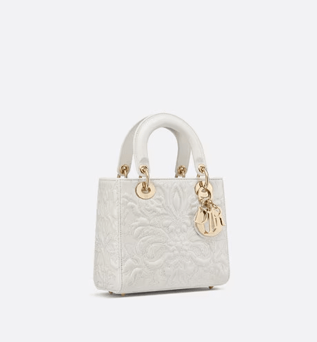 Latte Quilted-Effect Lambskin with Ornamental Motif Small My ABCDr Bag - Leather Women's Handbag - Bagsfits