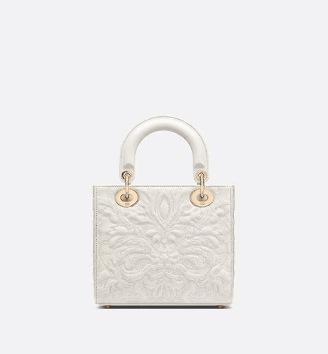 Latte Quilted-Effect Lambskin with Ornamental Motif Small My ABCDr Bag - Leather Women's Handbag - Bagsfits