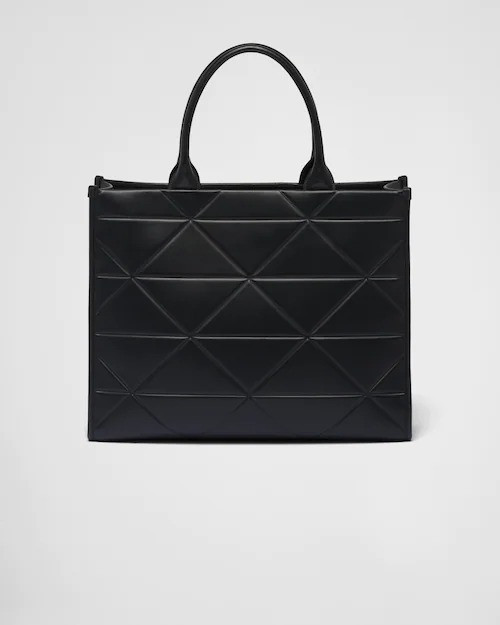 Black Large Leather PRD Symbole Bag With Topstitching - Leather Women's Handbag - Bagsfits