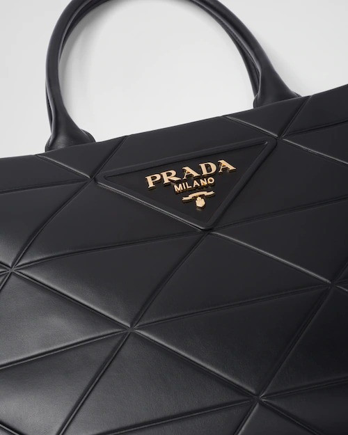 Black Large Leather PRD Symbole Bag With Topstitching - Leather Women's Handbag - Bagsfits