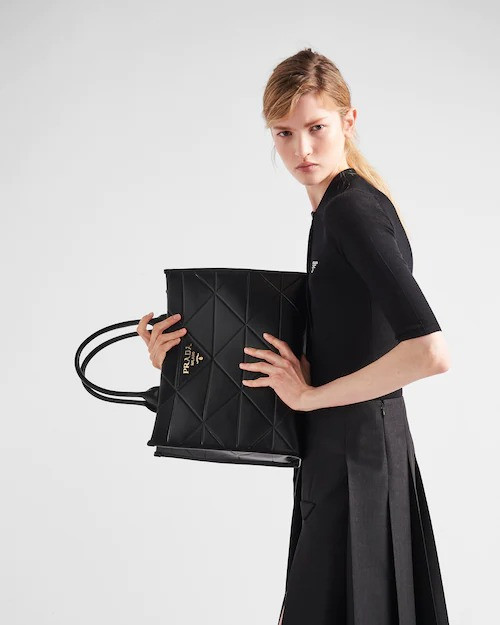 Black Large Leather PRD Symbole Bag With Topstitching - Leather Women's Handbag - Bagsfits