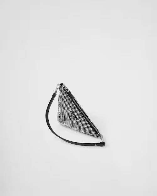 PRD Triangle Satin Mini-Bag With Crystals - Leather Women's Handbag - Bagsfits