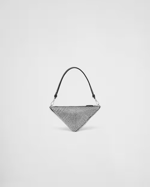 PRD Triangle Satin Mini-Bag With Crystals - Leather Women's Handbag - Bagsfits