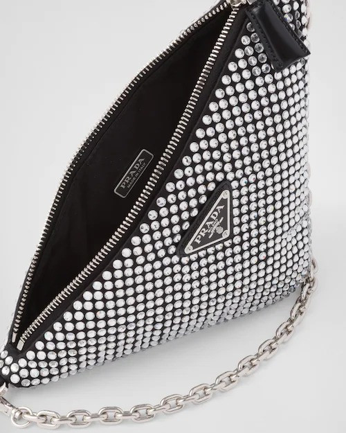 PRD Triangle Satin Mini-Bag With Crystals - Leather Women's Handbag - Bagsfits