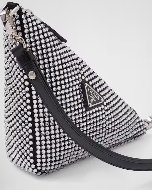 PRD Triangle Satin Mini-Bag With Crystals - Leather Women's Handbag - Bagsfits
