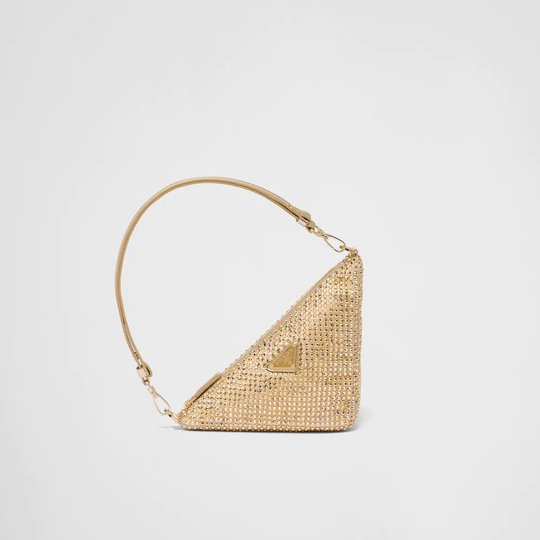 PRD Triangle Satin Mini-Bag With Crystals - Leather Women's Handbag - Bagsfits