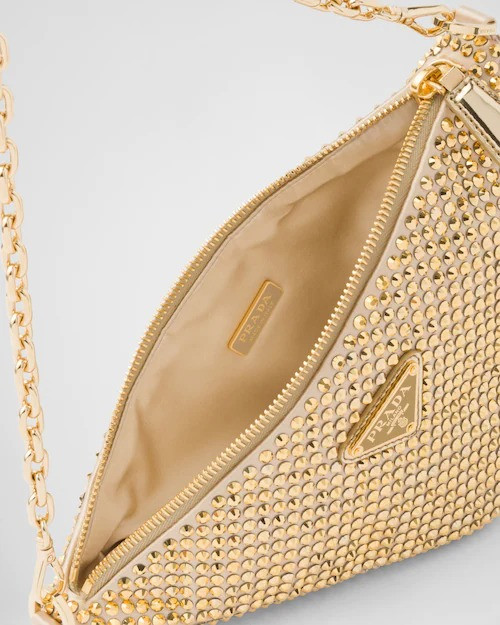 PRD Triangle Satin Mini-Bag With Crystals - Leather Women's Handbag - Bagsfits