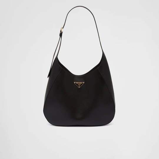Large Leather Shoulder Bag With Topstitching - Leather Women's Handbag - Bagsfits