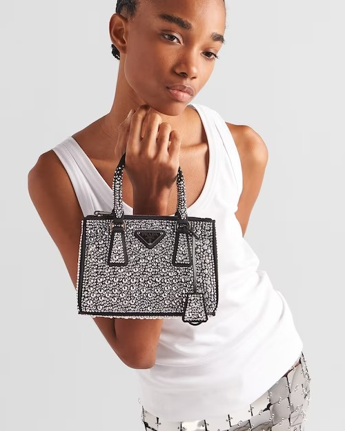 PRD Galleria Satin Mini-Bag With Crystals - Leather Women's Handbag - Bagsfits